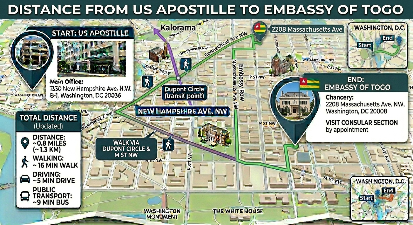 Map of Togo Embassy Legalization & Authentication Services